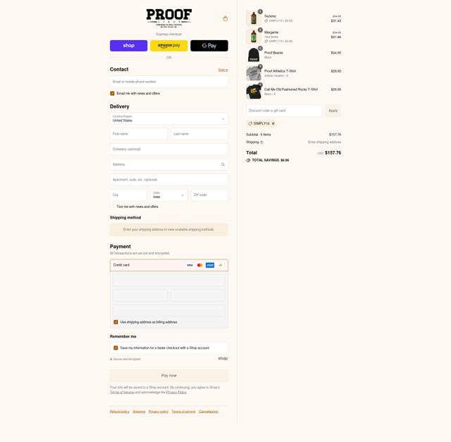 Proof Syrup checkout page showing Proof Syrup discount code box | Screenshot taken by SimplyCodes community member on Sep 17, 2025