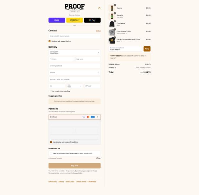 Proof Syrup checkout page showing Proof Syrup discount code box | Screenshot taken by SimplyCodes community member on Sep 17, 2025