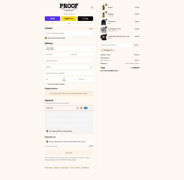 Proof Syrup checkout page showing Proof Syrup discount code box | Screenshot taken by SimplyCodes community member on Sep 17, 2025