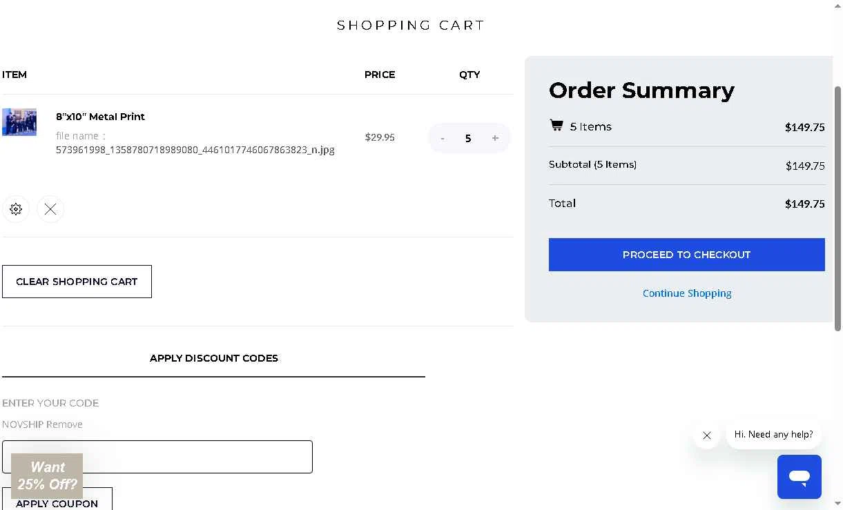 Pro Prints checkout page showing Pro Prints discount code box | Screenshot taken by SimplyCodes community member on Nov 3, 2025