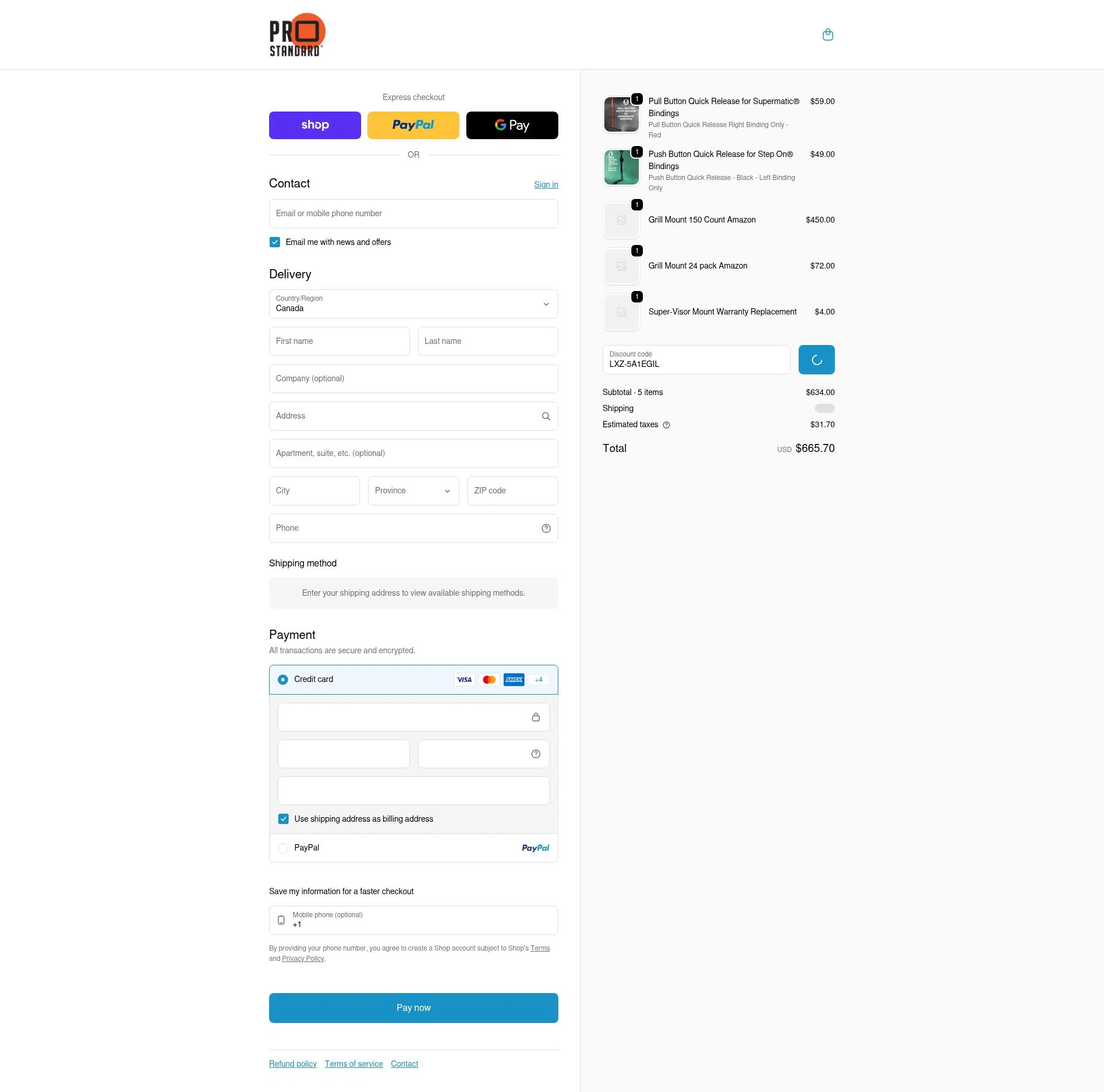 Pro Standard checkout page showing Pro Standard coupon code box | Screenshot taken by SimplyCodes community member on Feb 10, 2026