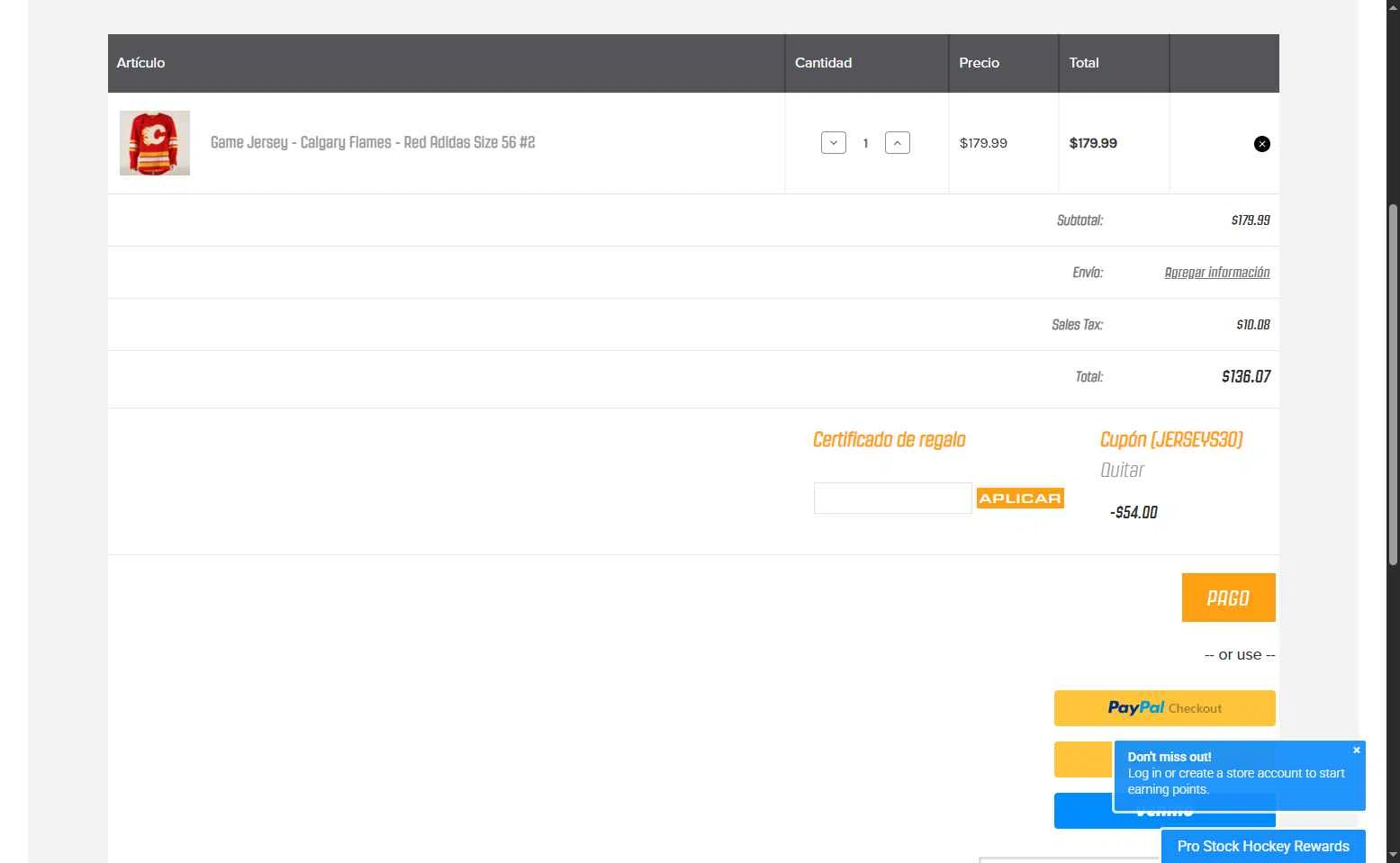 Pro Stock Hockey checkout page showing Pro Stock Hockey coupon code box | Screenshot taken by SimplyCodes community member on Jun 13, 2025