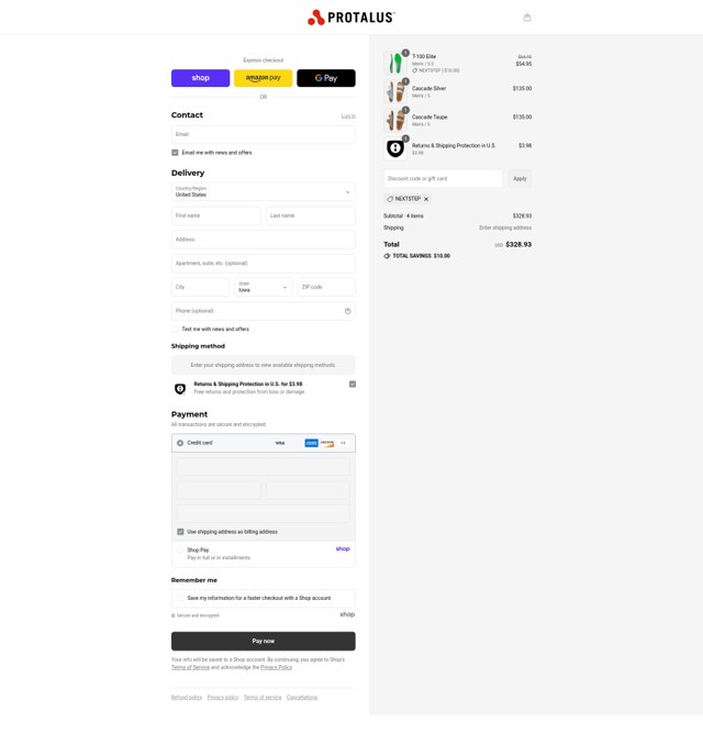 Protalus checkout page showing Protalus discount code box | Screenshot taken by SimplyCodes community member on Sep 7, 2025