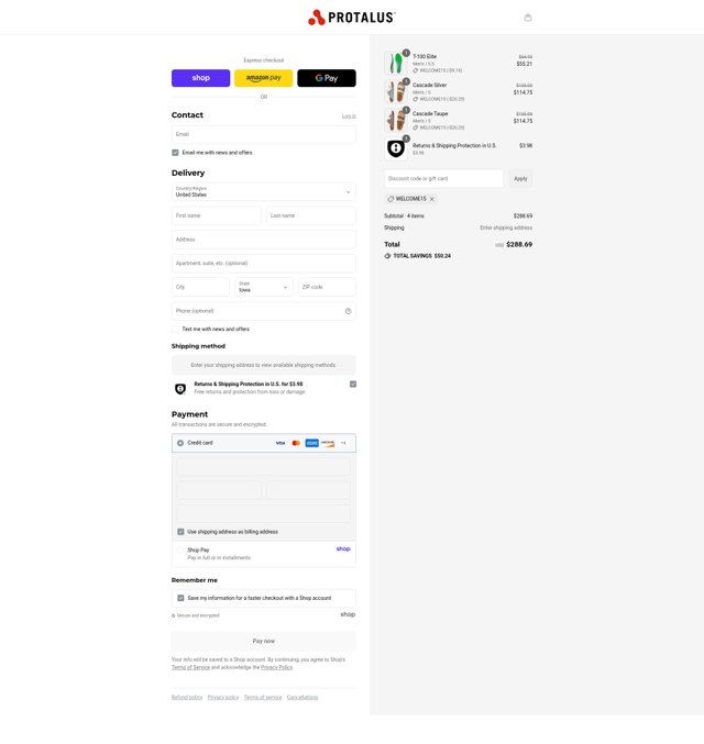Protalus checkout page showing Protalus discount code box | Screenshot taken by SimplyCodes community member on Sep 7, 2025