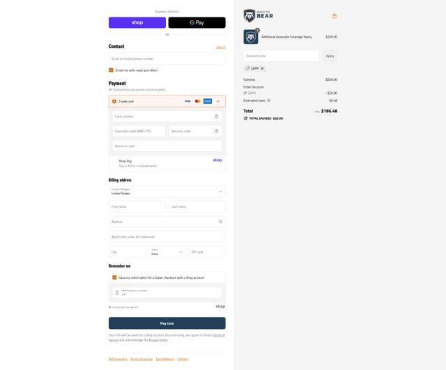 Right to Bear checkout page showing Right to Bear discount code box | Screenshot taken by SimplyCodes community member on Sep 16, 2025