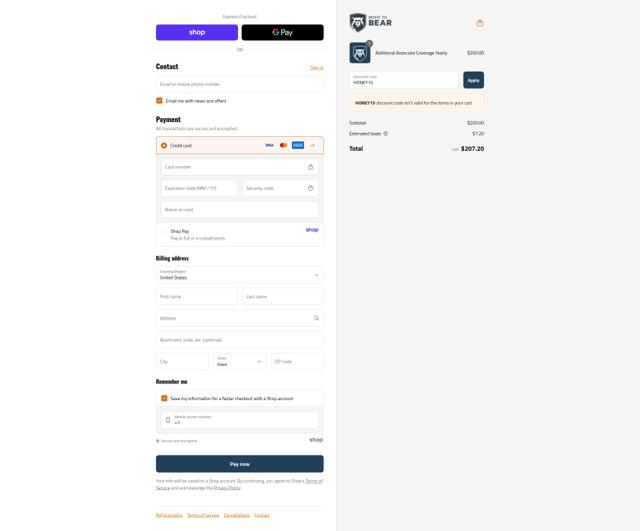 Right to Bear checkout page showing Right to Bear discount code box | Screenshot taken by SimplyCodes community member on Sep 16, 2025