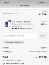 JULSONTHEGLOW coupon verification screenshot