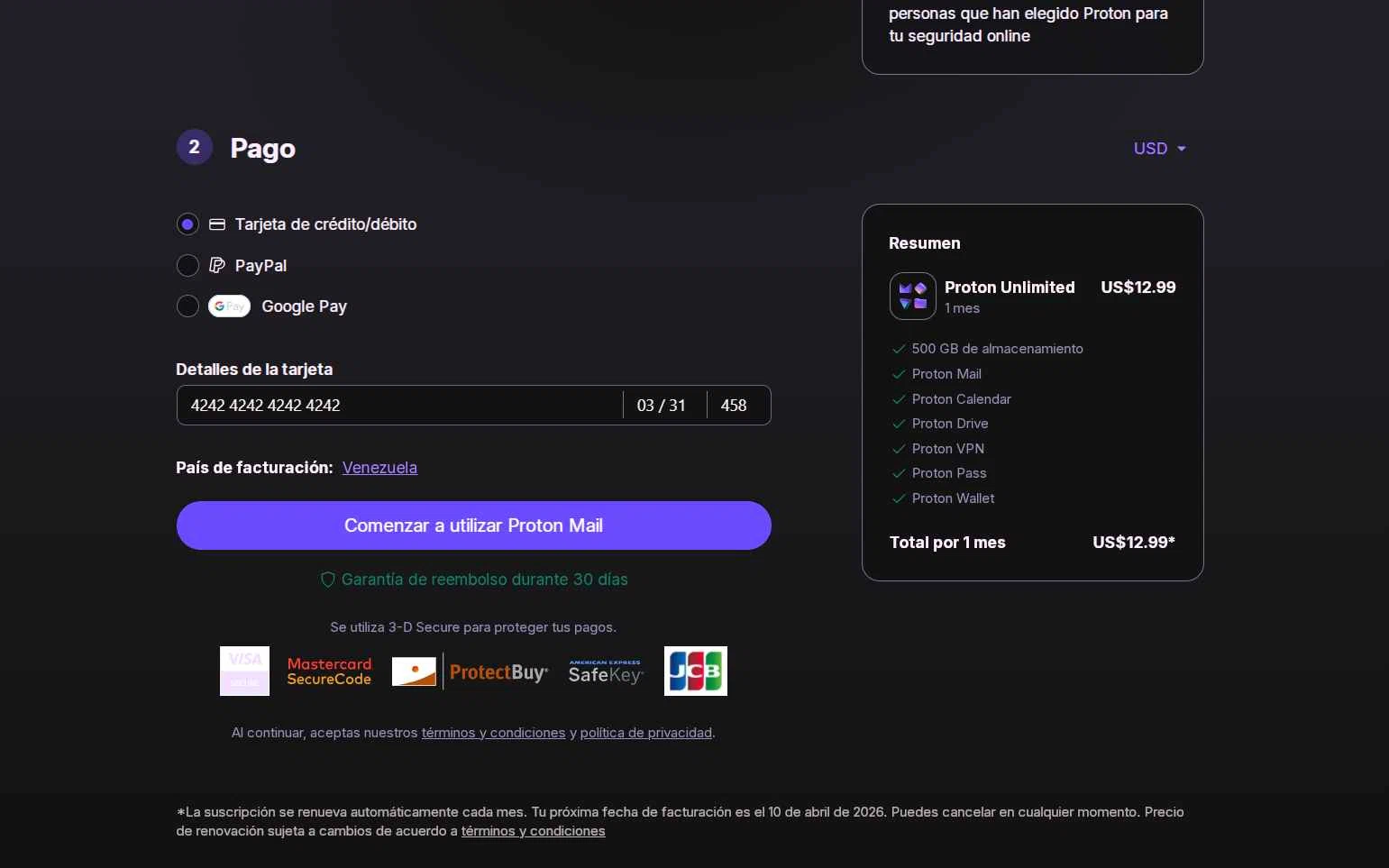 Verification screenshot for $18 Off Subscription at ProtonMail - 3mo ago