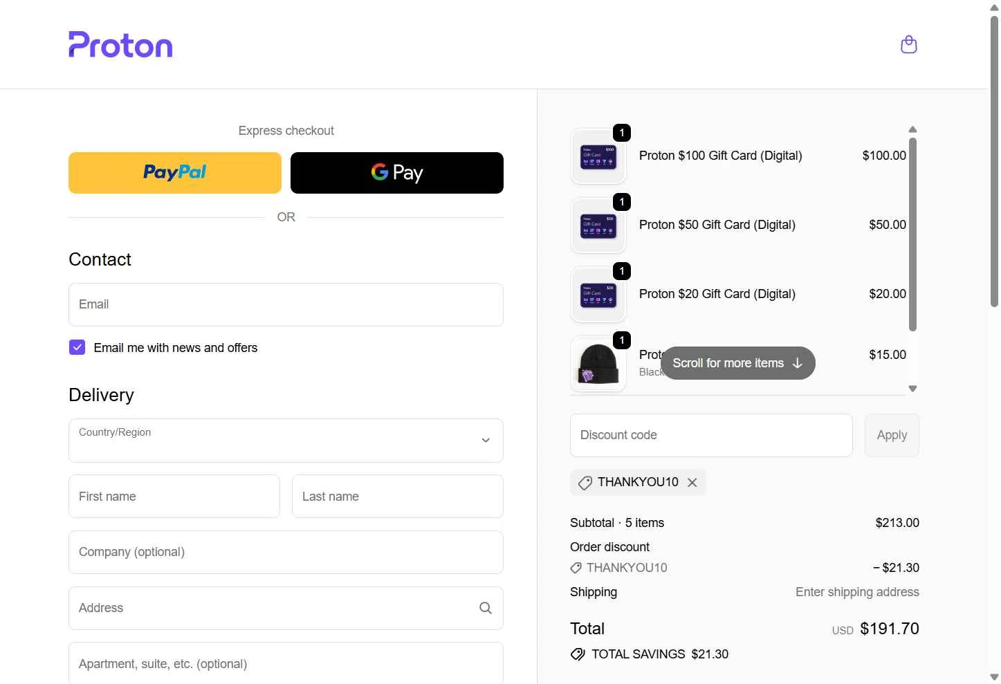 Verification screenshot for 10% Off Storewide (scroll Down and Click on Shop) at ProtonMail - 4mo ago