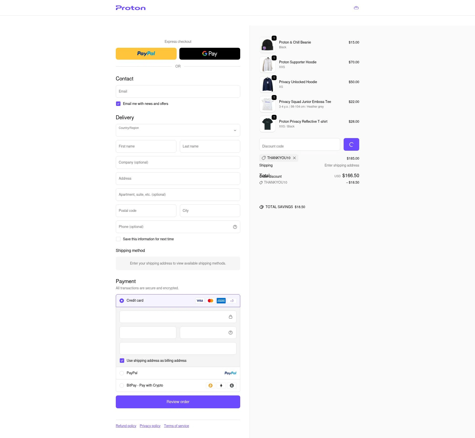 ProtonMail checkout page showing ProtonMail discount code box | Screenshot taken by SimplyCodes community member on Jan 18, 2026