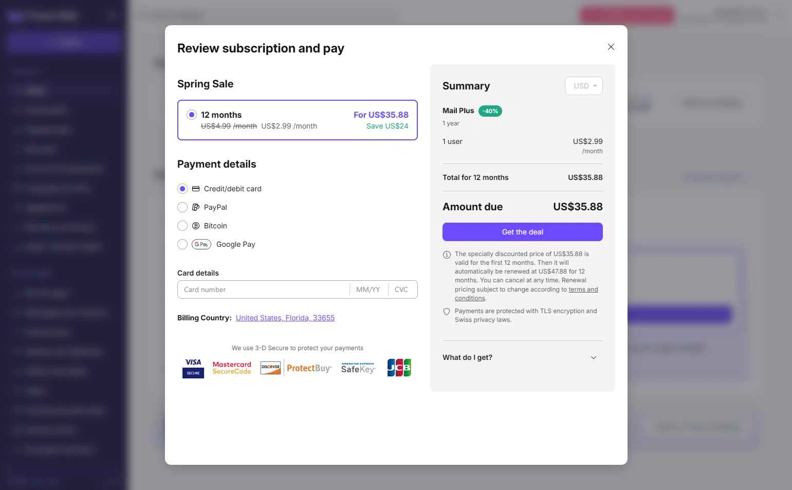 Verification screenshot for 40% Off Mail Plus Proton Select Option Mail Plus (special Restrictions Apply) at ProtonMail - 3mo ago