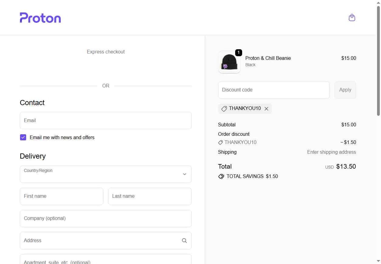 Verification screenshot for 10% Off Storewide (scroll Down and Click on Shop) at ProtonMail - 3mo ago