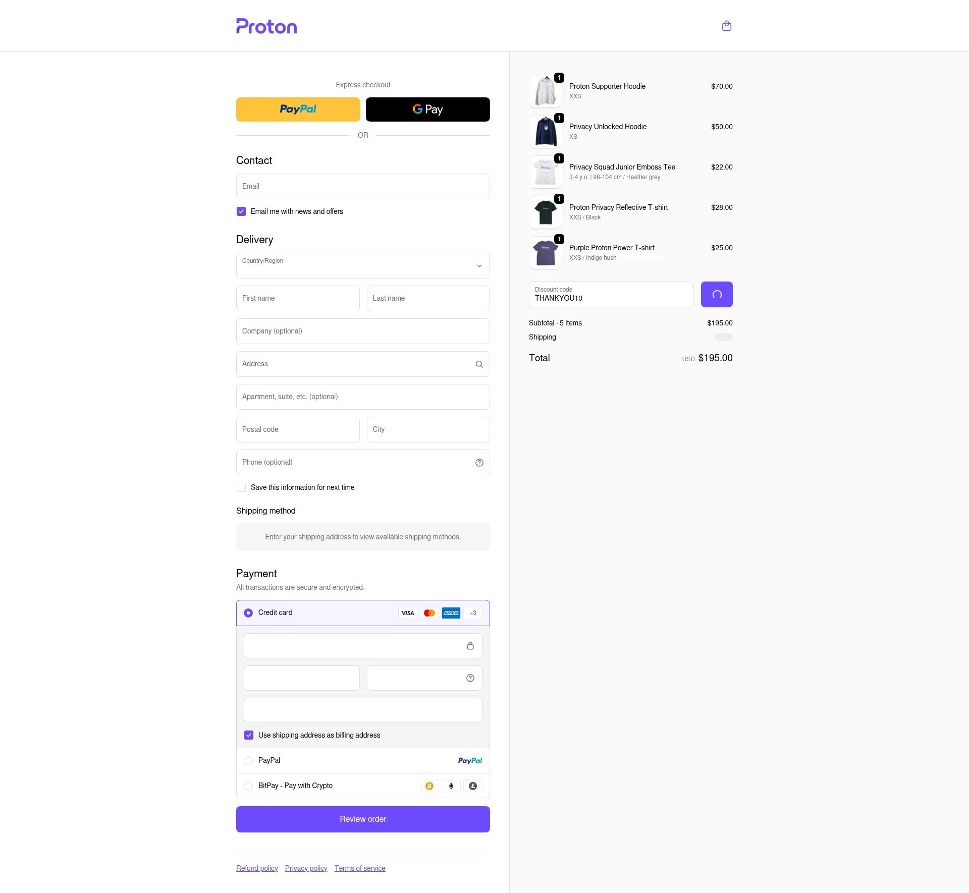 ProtonMail checkout page showing ProtonMail discount code box | Screenshot taken by SimplyCodes community member on Dec 17, 2025