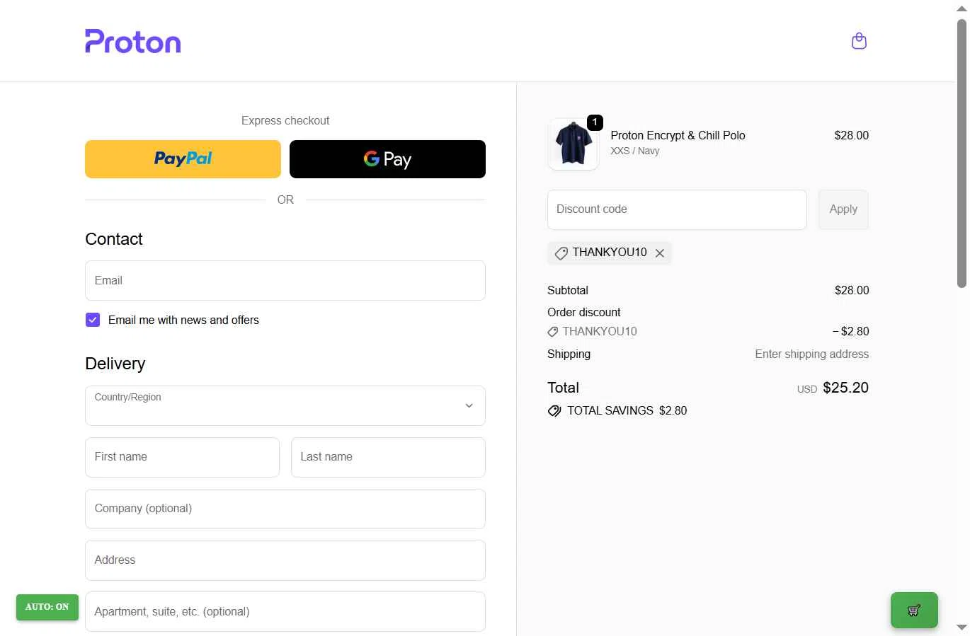 ProtonMail checkout page showing ProtonMail discount code box | Screenshot taken by SimplyCodes community member on Feb 14, 2026