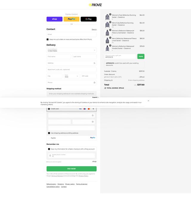 Proviz checkout page showing Proviz discount code box | Screenshot taken by SimplyCodes community member on Sep 14, 2025