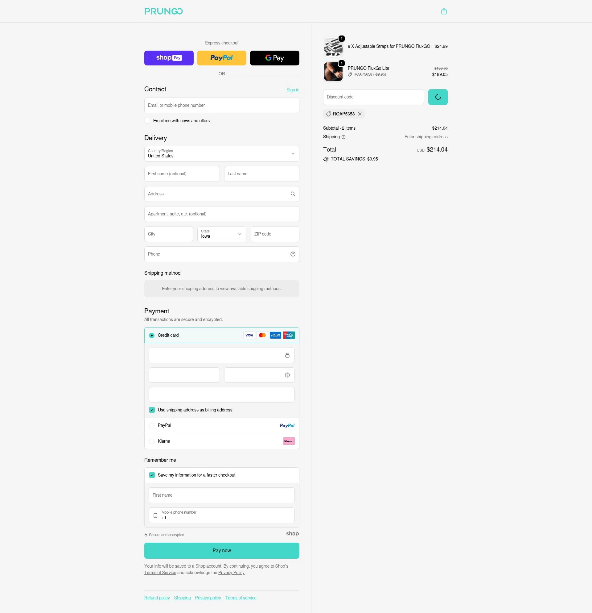 Prungo checkout page showing Prungo promo code box | Screenshot taken by SimplyCodes community member on Jan 7, 2026
