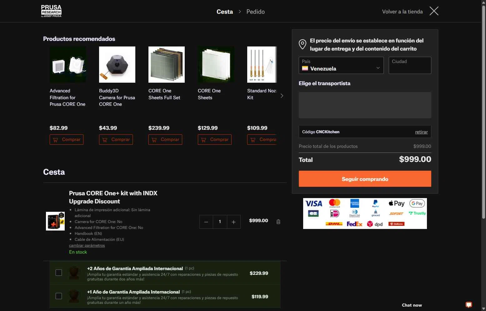Prusa checkout page showing Prusa discount code box | Screenshot taken by SimplyCodes community member on Feb 7, 2026