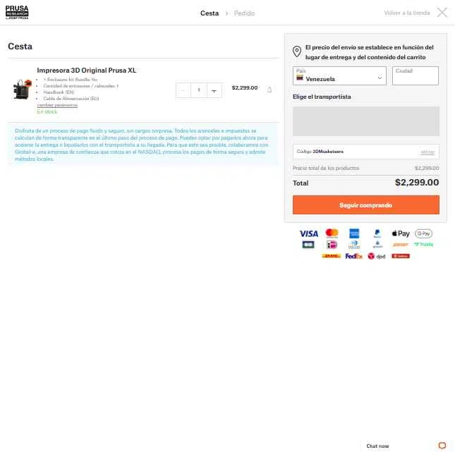 Prusa checkout page showing Prusa discount code box | Screenshot taken by SimplyCodes community member on Feb 8, 2026