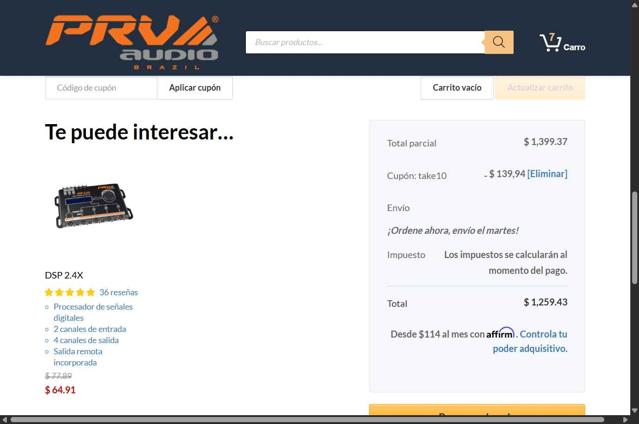 PRV Audio checkout page showing PRV Audio coupon code box | Screenshot taken by SimplyCodes community member on Aug 29, 2025