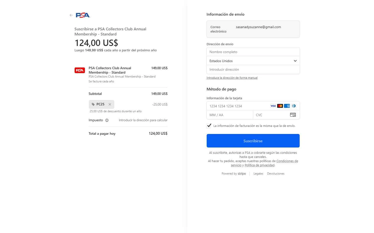 PSA Card checkout page showing PSA Card promo code box | Screenshot taken by SimplyCodes community member on Jan 17, 2026