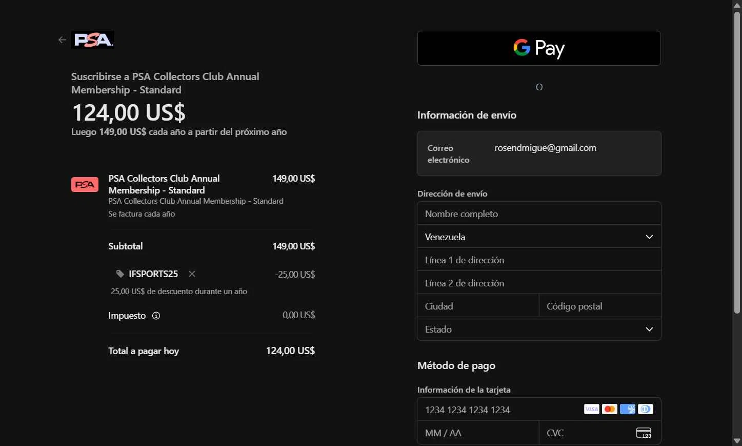 PSA Card checkout page showing PSA Card promo code box | Screenshot taken by SimplyCodes community member on Jan 5, 2026
