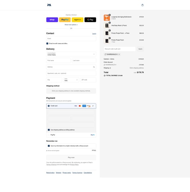 P.S. Good Times checkout page showing P.S. Good Times discount code box | Screenshot taken by SimplyCodes community member on Sep 3, 2025