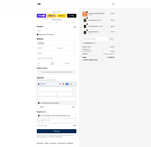 P.S. Good Times checkout page showing P.S. Good Times discount code box | Screenshot taken by SimplyCodes community member on Aug 26, 2025