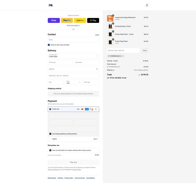 P.S. Good Times checkout page showing P.S. Good Times discount code box | Screenshot taken by SimplyCodes community member on Aug 30, 2025