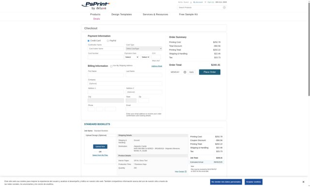 PsPrint checkout page showing PsPrint coupon code box | Screenshot taken by SimplyCodes community member on May 21, 2025