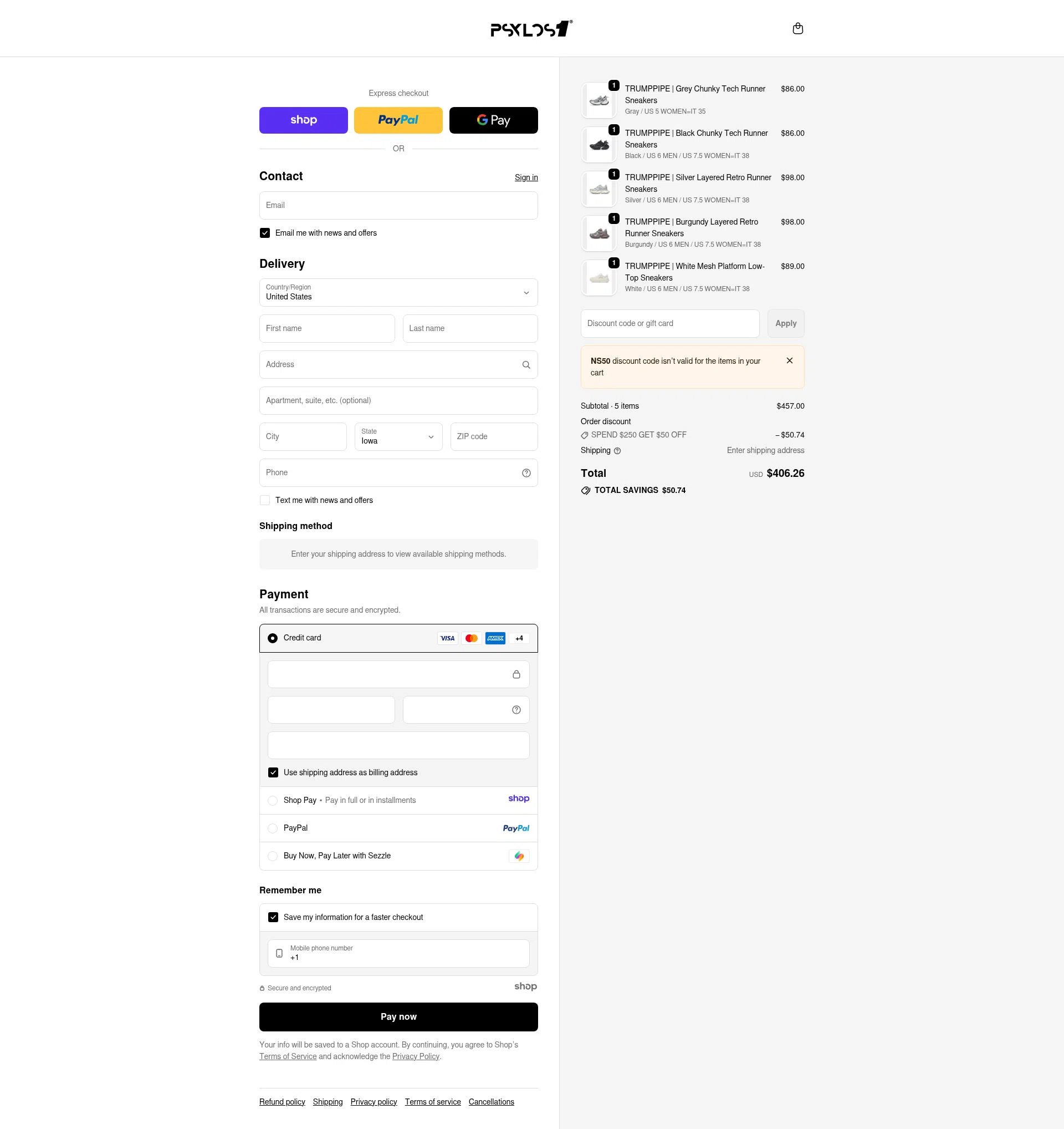 Psylos1 checkout page showing Psylos1 discount code box | Screenshot taken by SimplyCodes community member on Dec 28, 2025