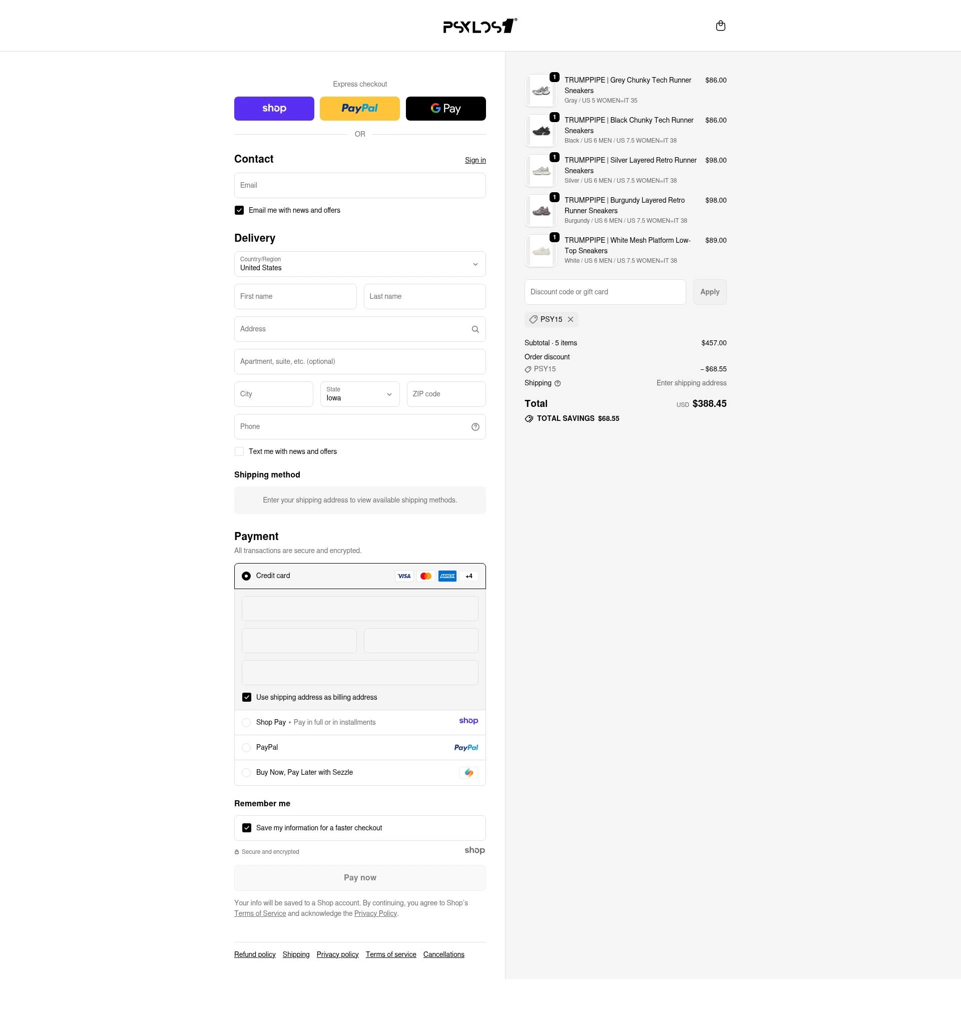 Psylos1 checkout page showing Psylos1 discount code box | Screenshot taken by SimplyCodes community member on Dec 28, 2025