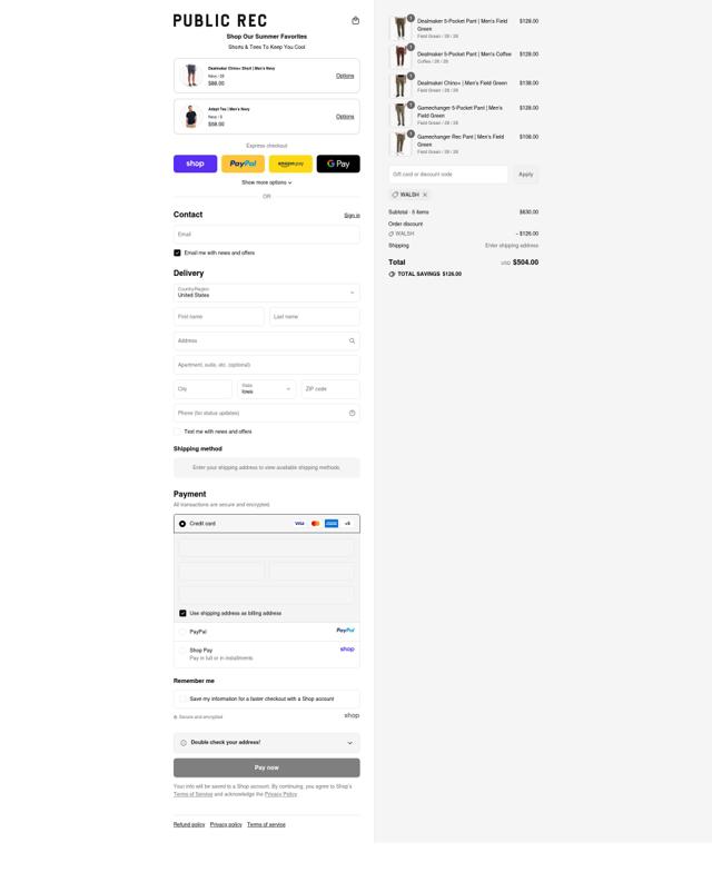 Public Rec checkout page showing Public Rec discount code box | Screenshot taken by SimplyCodes community member on Sep 13, 2025