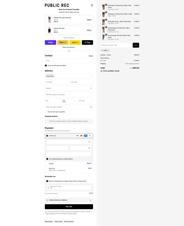 Public Rec checkout page showing Public Rec discount code box | Screenshot taken by SimplyCodes community member on Sep 13, 2025