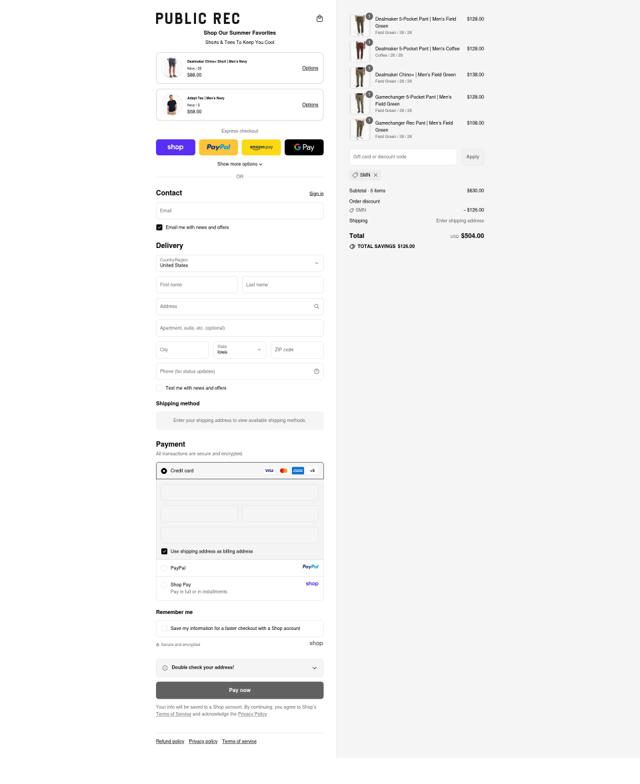 Public Rec checkout page showing Public Rec discount code box | Screenshot taken by SimplyCodes community member on Sep 13, 2025