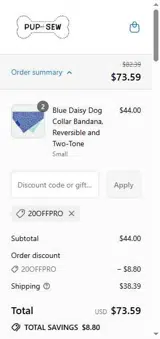 20OFFPRO coupon verification screenshot