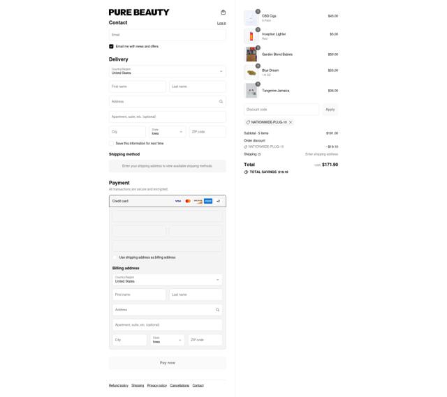 Pure Beauty checkout page showing Pure Beauty promo code box | Screenshot taken by SimplyCodes community member on Aug 30, 2025