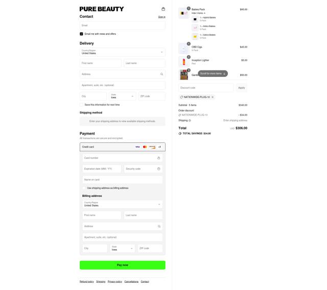 Pure Beauty checkout page showing Pure Beauty promo code box | Screenshot taken by SimplyCodes community member on Sep 11, 2025