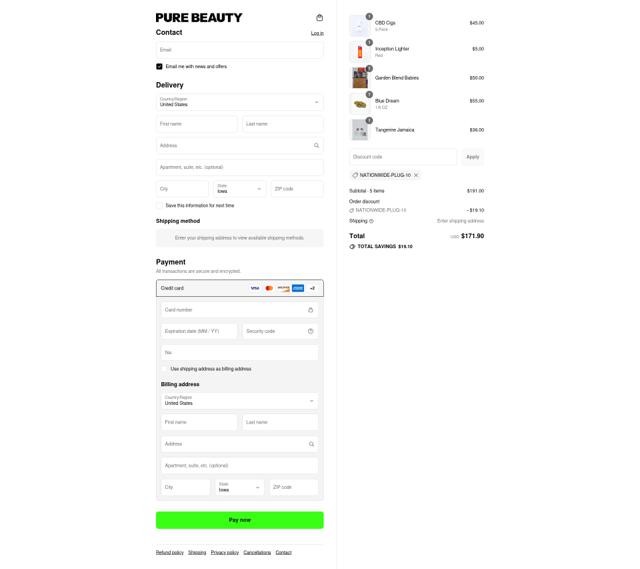 Pure Beauty checkout page showing Pure Beauty promo code box | Screenshot taken by SimplyCodes community member on Aug 21, 2025