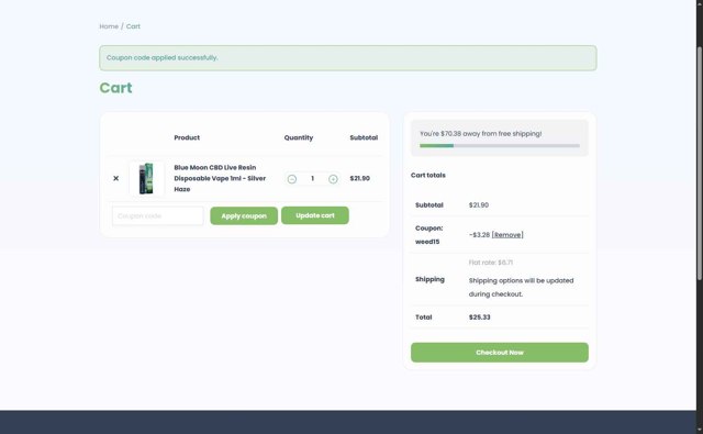 Pure CBD Now checkout page showing Pure CBD Now promo code box | Screenshot taken by SimplyCodes community member on Jul 25, 2025