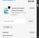 SAVE coupon verification screenshot