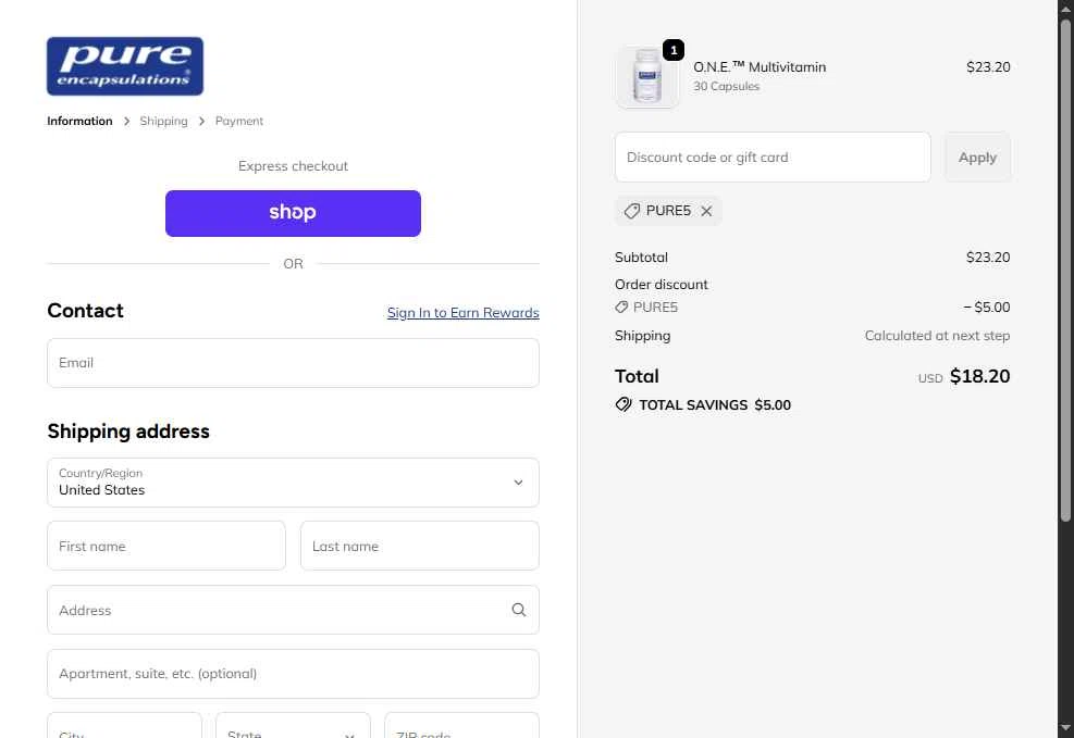 Pure Encapsulation checkout page showing Pure Encapsulation promo code box | Screenshot taken by SimplyCodes community member on Dec 29, 2025