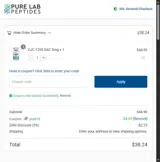 Pure Lab Peptides coupon verification screenshot