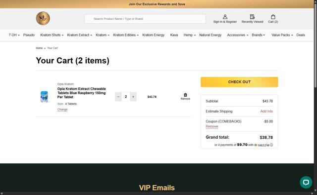 Pure Leaf Kratom checkout page showing Pure Leaf Kratom coupon code box | Screenshot taken by SimplyCodes community member on Sep 10, 2025