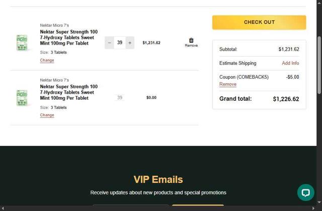 Pure Leaf Kratom checkout page showing Pure Leaf Kratom coupon code box | Screenshot taken by SimplyCodes community member on Aug 31, 2025