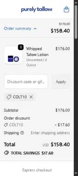COLT10 coupon verification screenshot