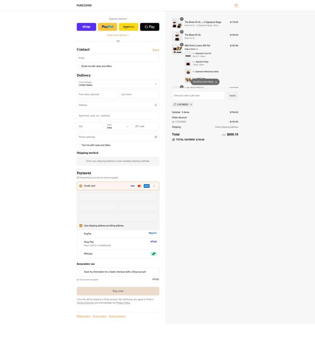 Pure Over checkout page showing Pure Over promo code box | Screenshot taken by SimplyCodes community member on Sep 17, 2025