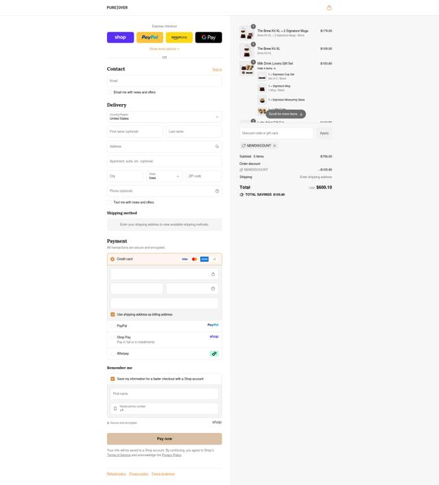 Pure Over checkout page showing Pure Over promo code box | Screenshot taken by SimplyCodes community member on Sep 17, 2025