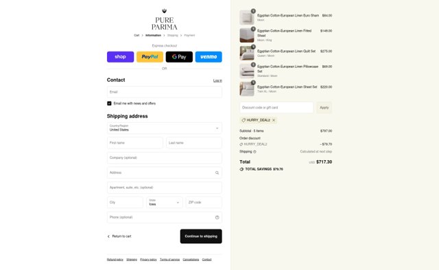 Pure Parima checkout page showing Pure Parima discount code box | Screenshot taken by SimplyCodes community member on Sep 4, 2025
