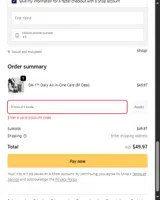 Pure Paw Labs coupon verification screenshot