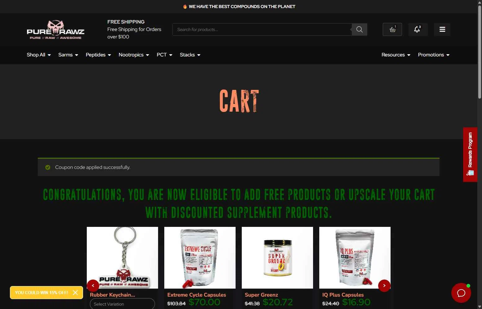Pure Rawz checkout page showing Pure Rawz coupon code box | Screenshot taken by SimplyCodes community member on Feb 7, 2026